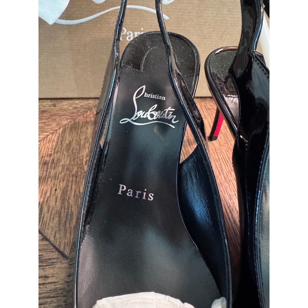 Christian Louboutin Hot Chick Sling 70 Black Patent Leather Pumps 36 us 6 NWB - Picture 7 of 12